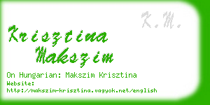 krisztina makszim business card